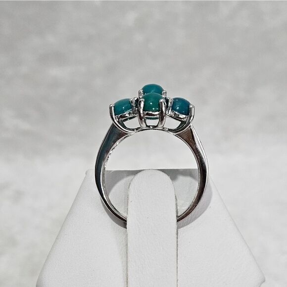 Blue Ethiopian opal and Black Spinel ring in Sterling Silver. - Picture 4 of 6